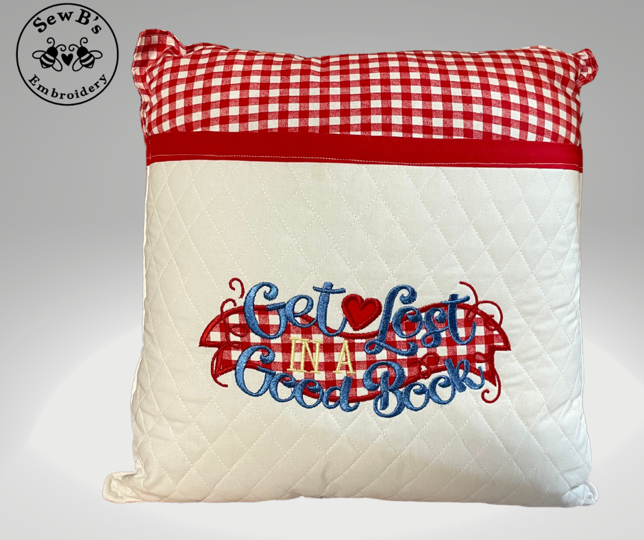 Reading/Pocket Pillow, “Get Lost in a Good Book”