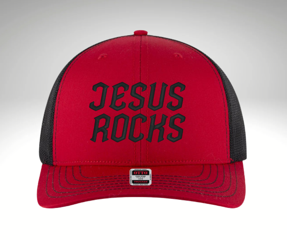 Jesus Rocks Trucker Hat Red/Black