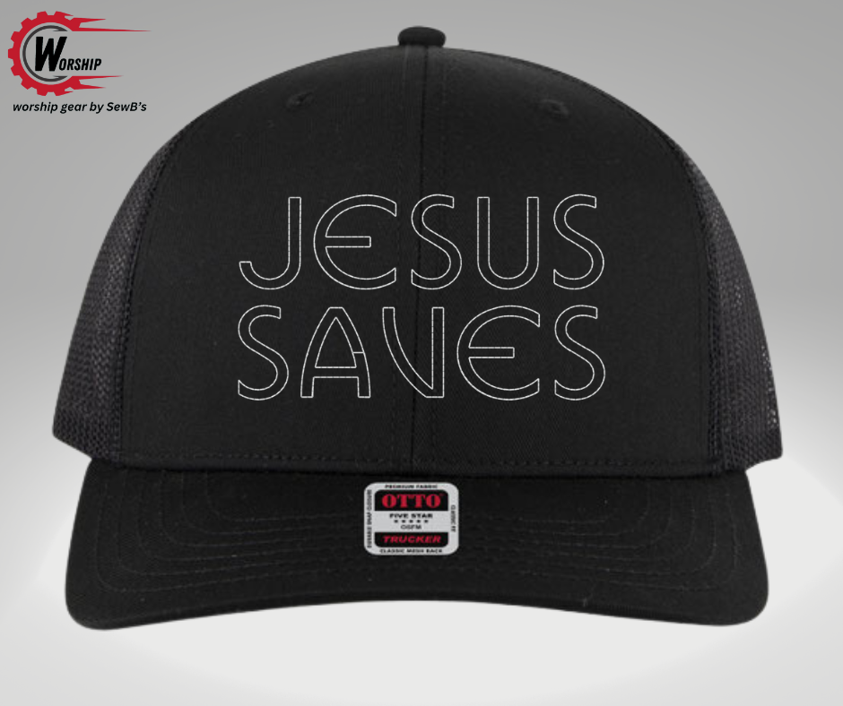 Jesus Saves Trucker Hat Black/White