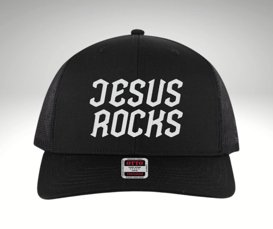 Jesus Rocks Trucker Hat Black