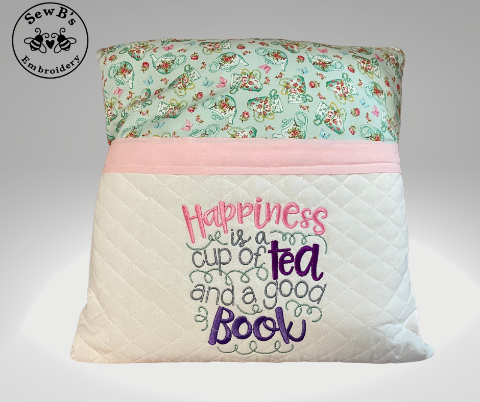 Reading/Pocket Pillow, “Cup of Tea and a Good Book"