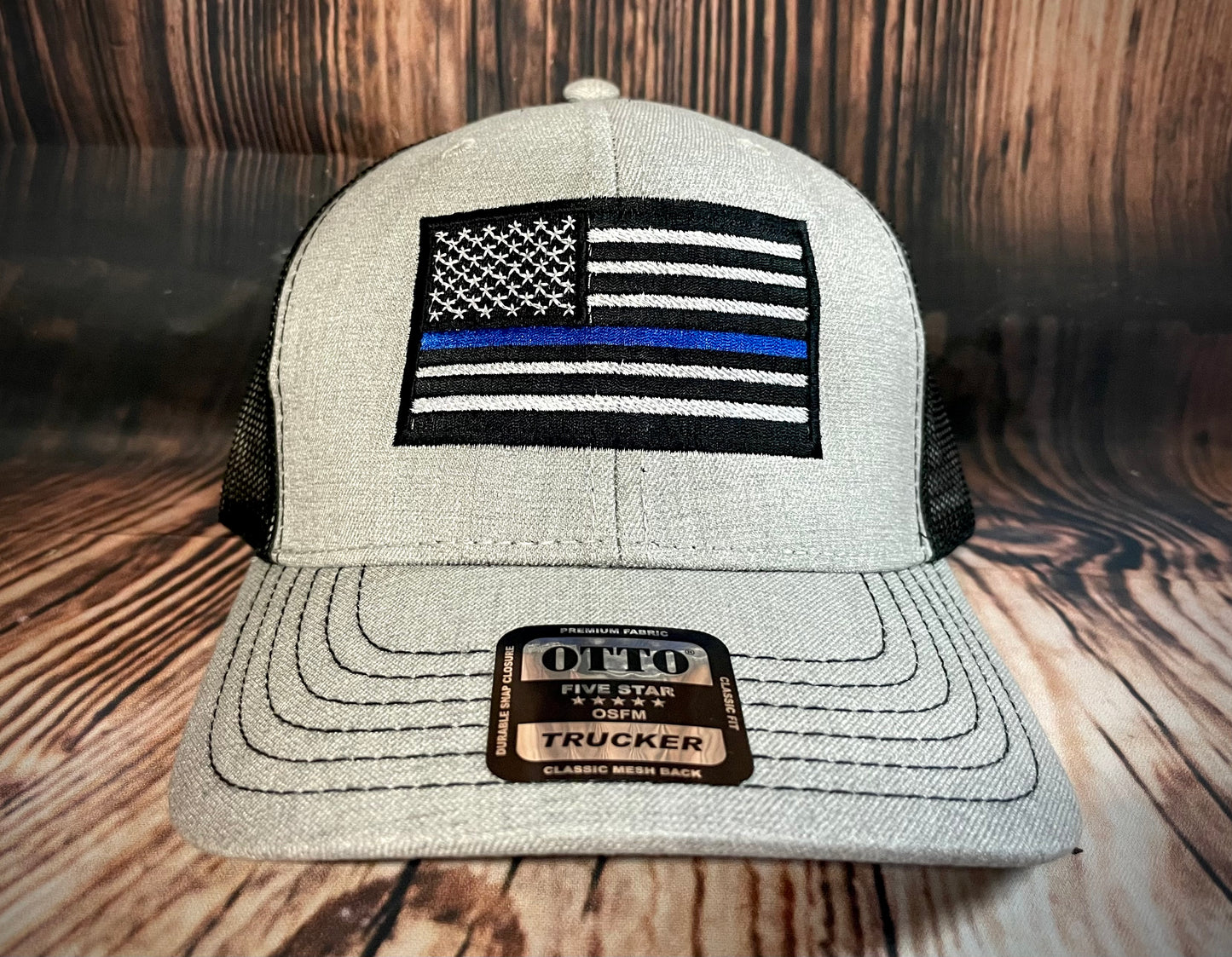 Thin Blue Line Hat Heather Grey