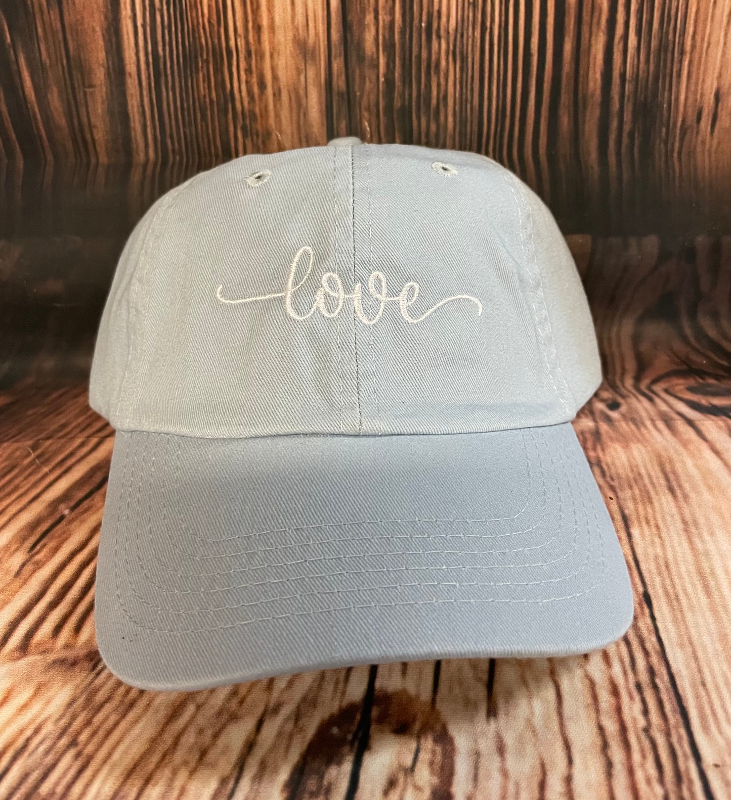 Love embroidered hat, light blue