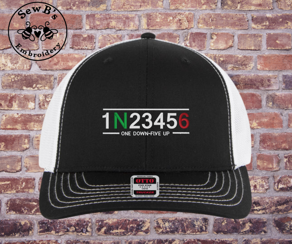 1 Down 5 Up Hat Black/White