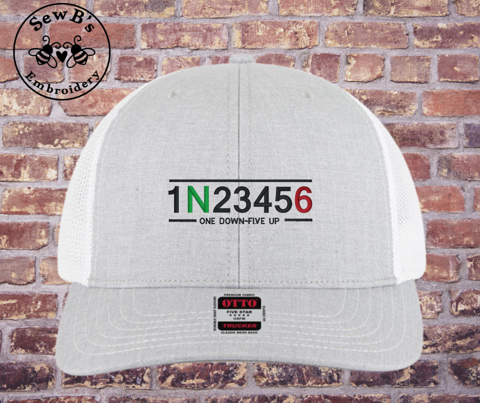 1 Down 5 Up hat Heather Grey/White