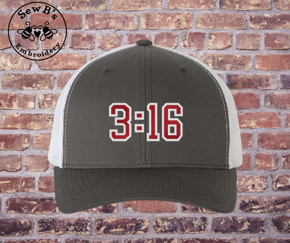 3:16 Trucker Hat Charcoal/White