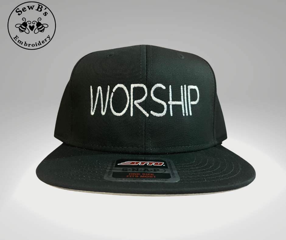 WORSHIP Flat Bill Hat Black