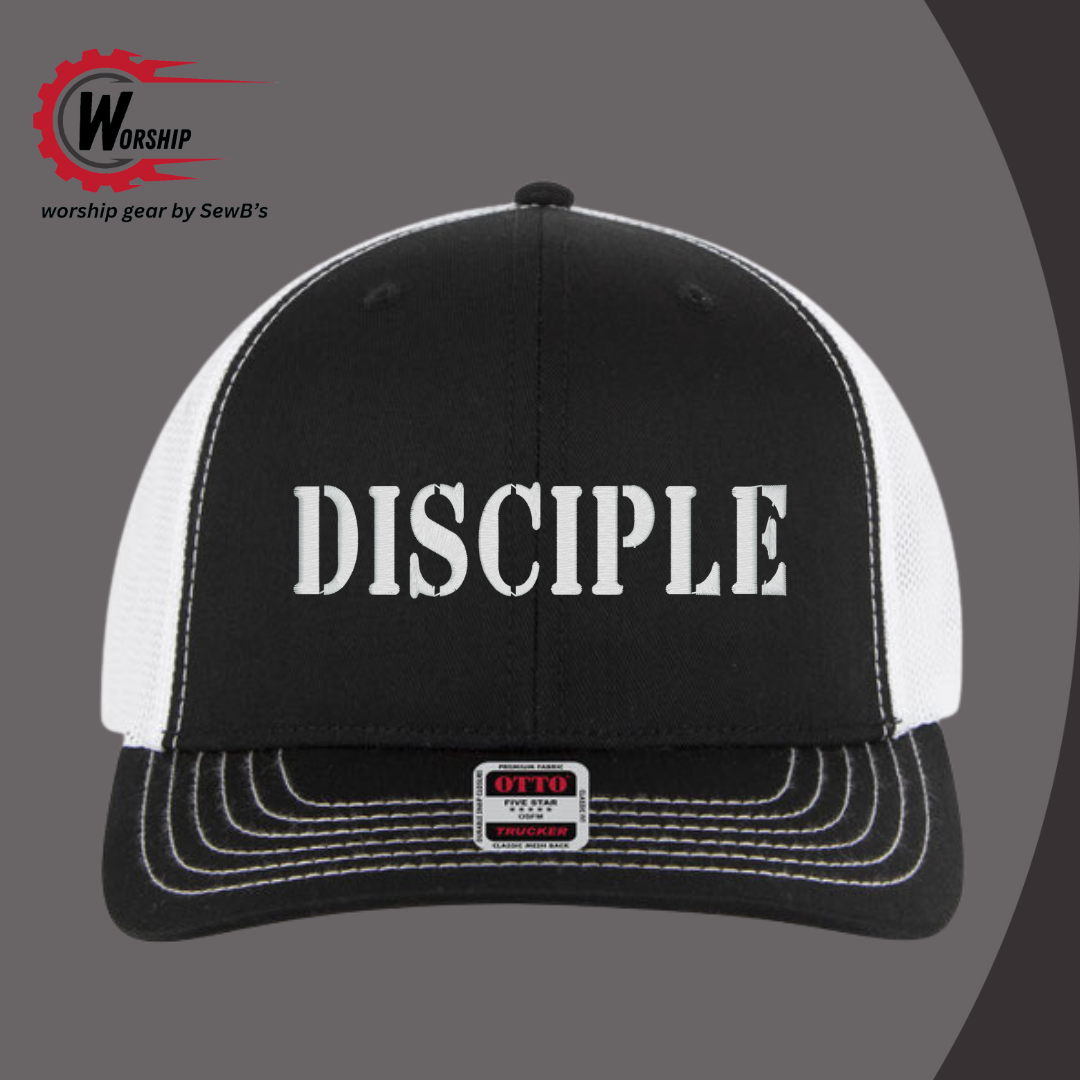 Embroidered Trucker Hat Black/White