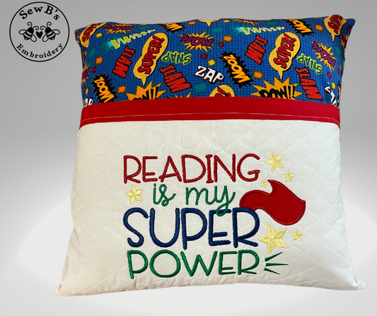 Reading/Pocket Pillow “Reading is My Super Power” Design
