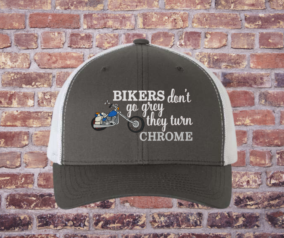 Bikers Don't go Grey Hat Grey/White
