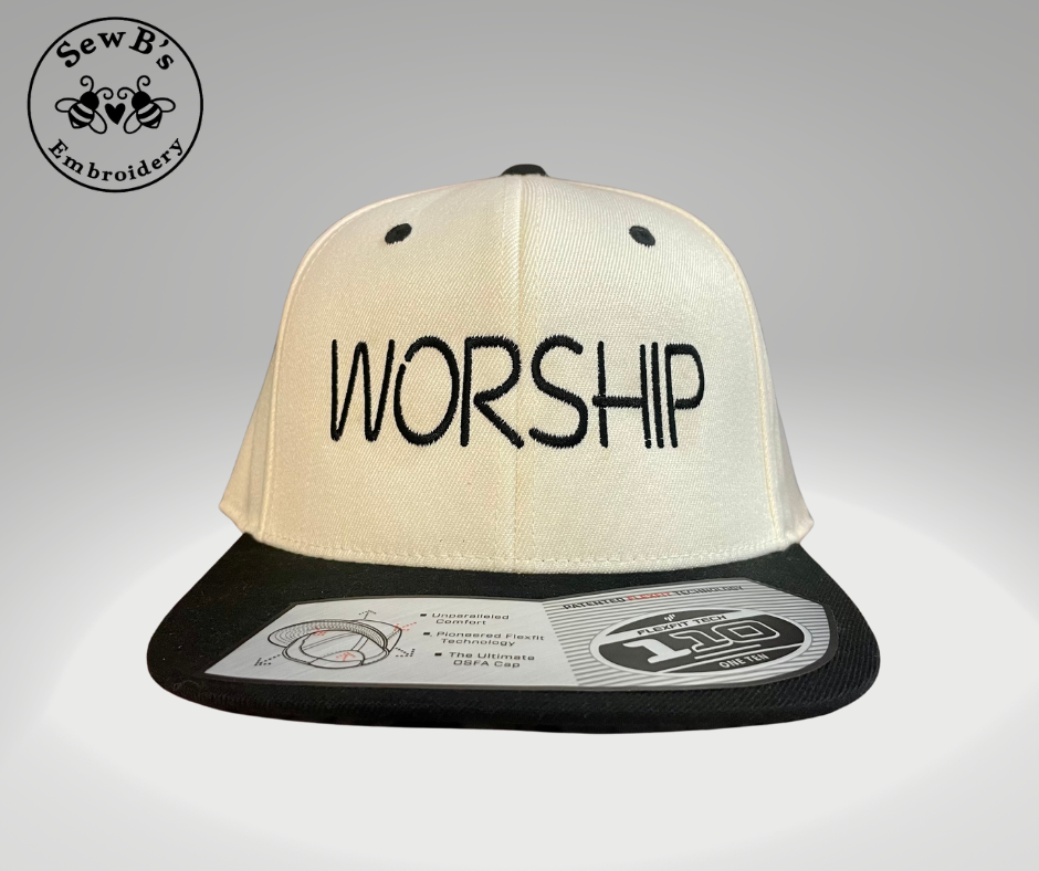 WORSHIP Flat Bill Hat off white