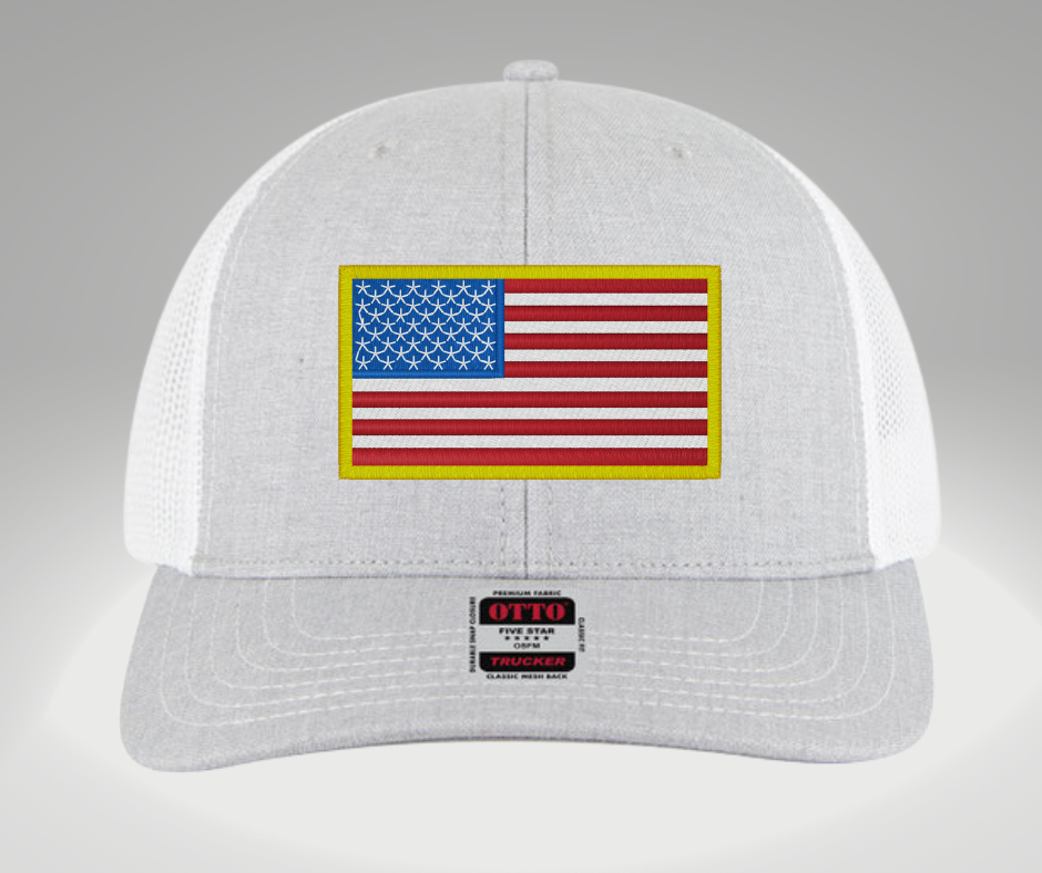 American Flag Hat Heather Grey/White