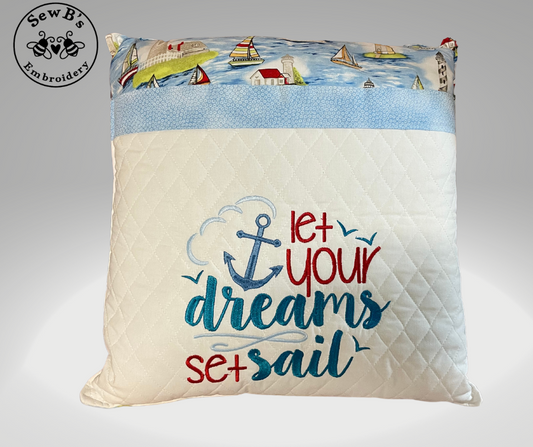 Reading/Pocket Pillow, “Let Your Dreams Set Sail"