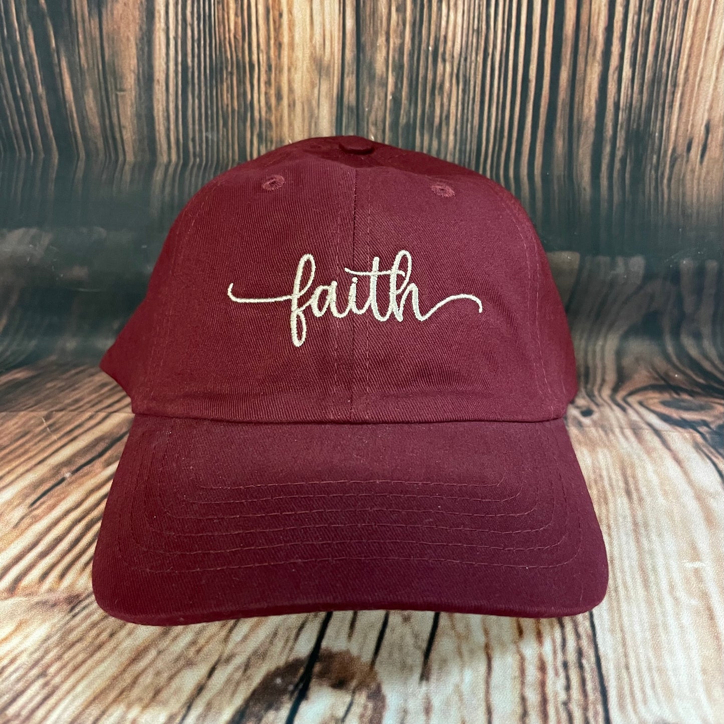 Faith embroidered hat, maroon