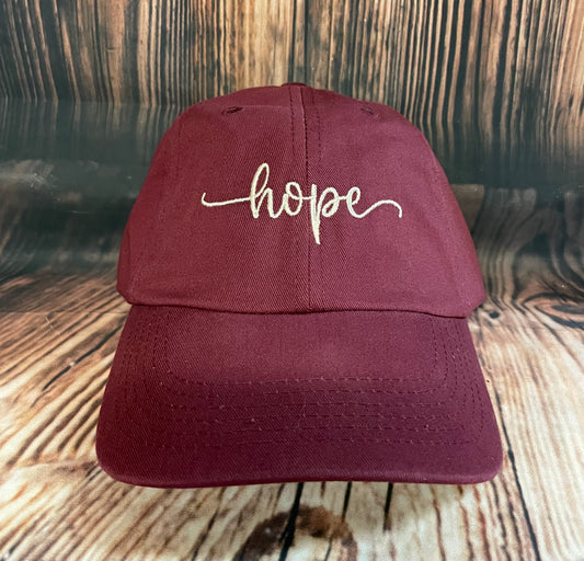 Hope embroidered hat, maroon