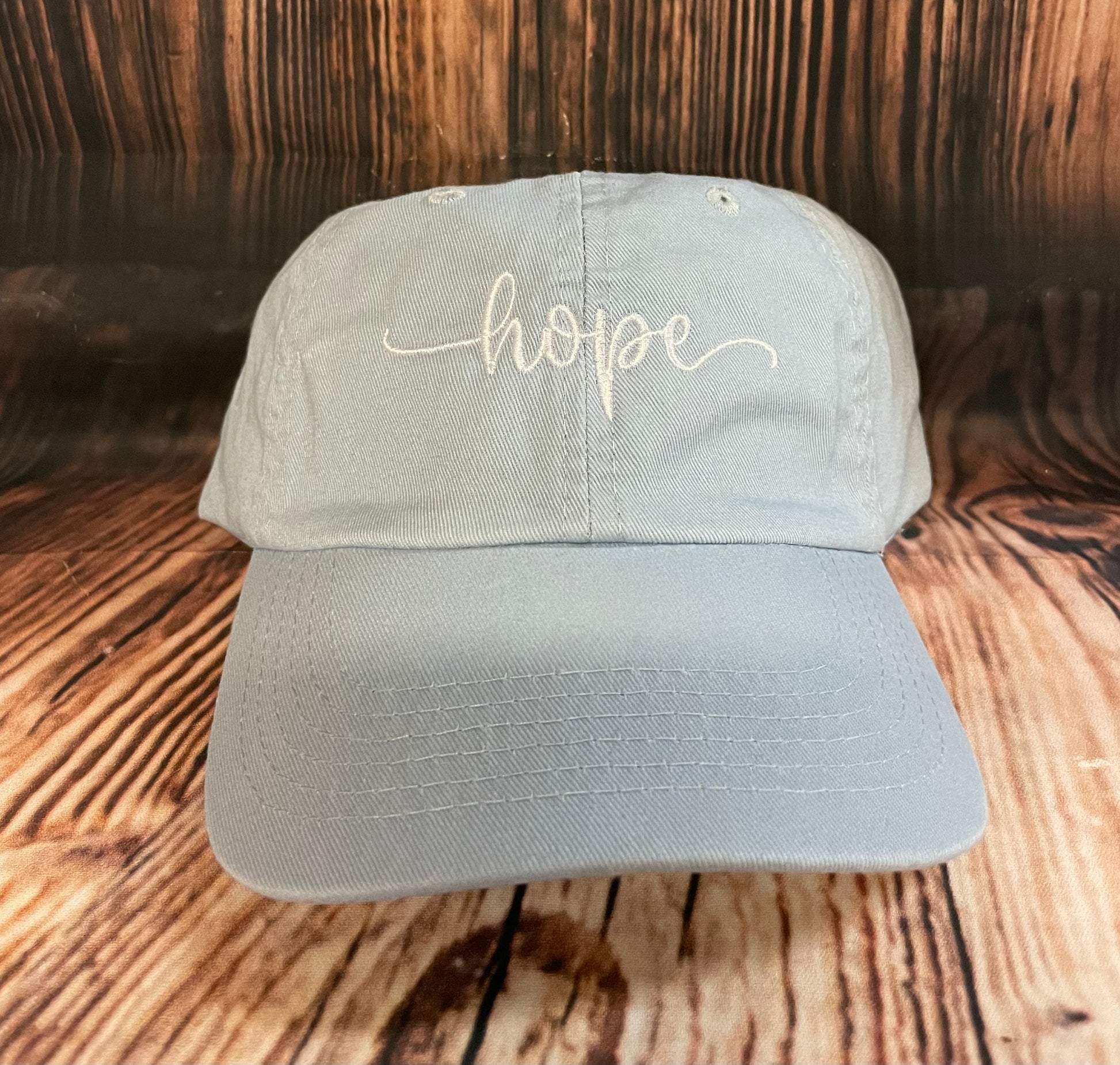 Hope embroidered hat, light blue