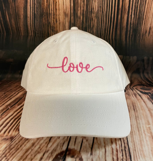 Love  embroidered hat, white