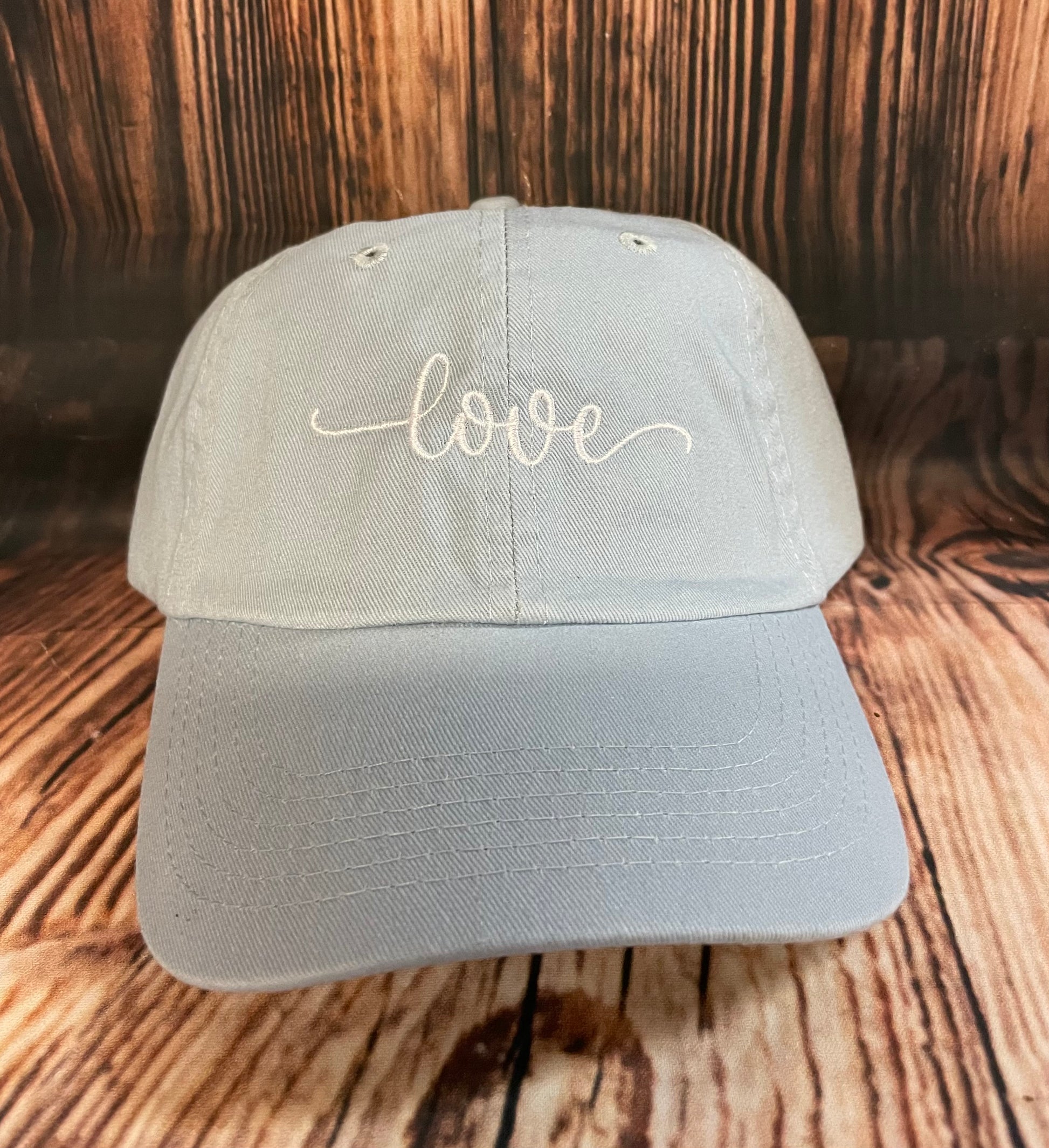 Love  embroidered hat, light blue