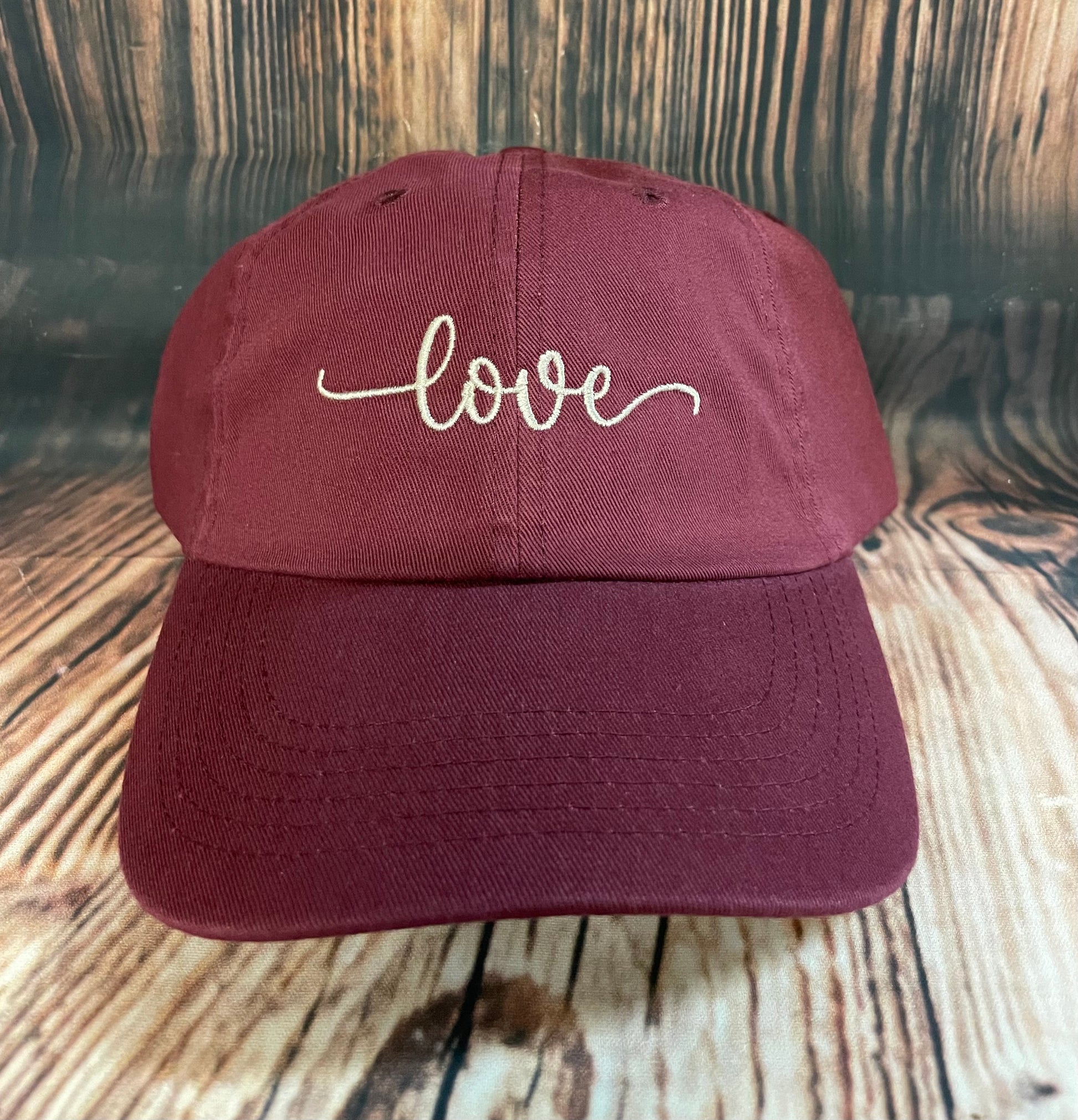 Love  embroidered hat, Maroon