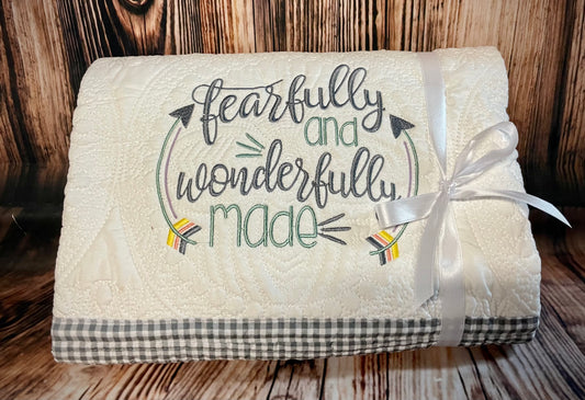 Quilted Heirloom Blanket; "Fearfully and Wonderfully Made"
