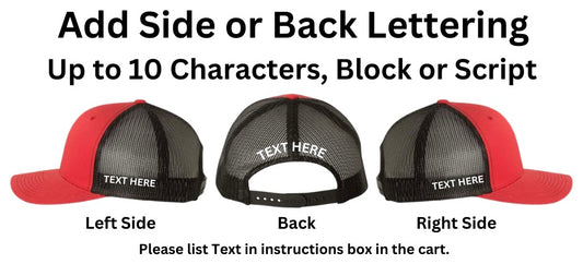 Side or Back Of Hat Lettering