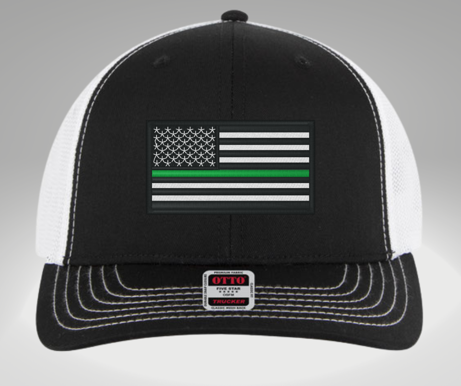 Thin Green Line Hat Black/White