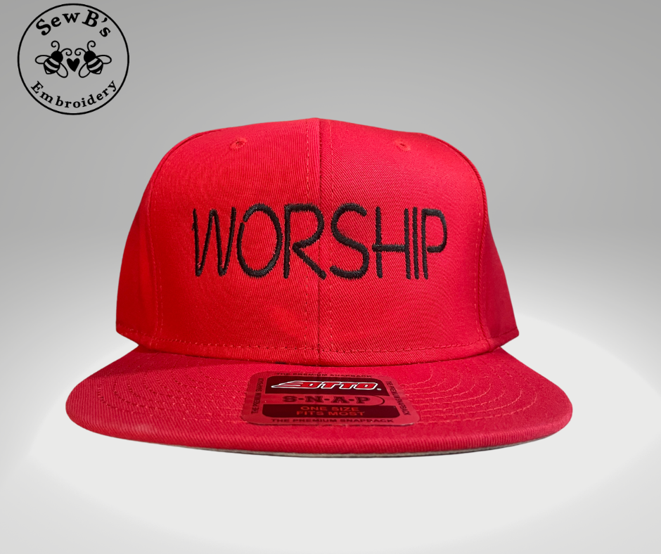 WORSHIP Flat Bill Hat RED
