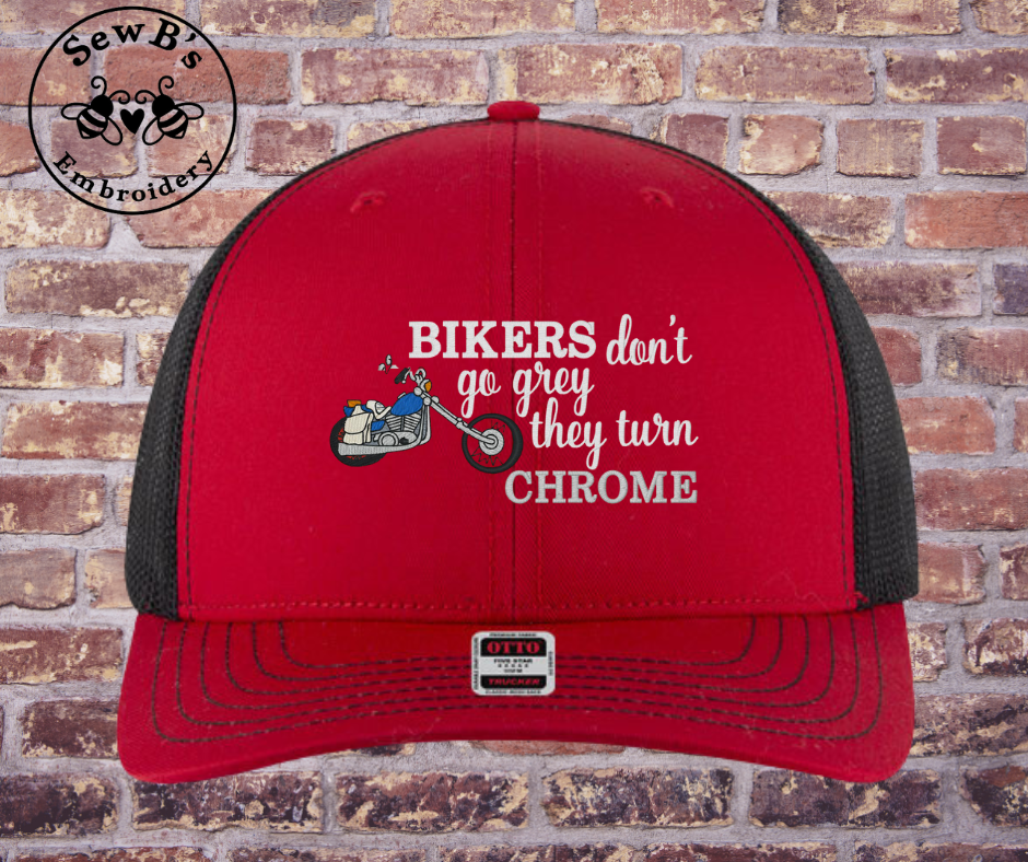 Bikers Don't go Grey Hat Red/Black