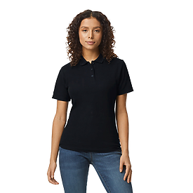 Ladies Embroidered Polo Black