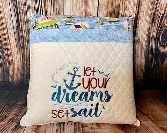 Reading/Pocket Pillow - "Let Your Dreams Set Sail"