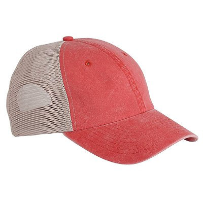 Red/Stone Unstructured Trucker Hat