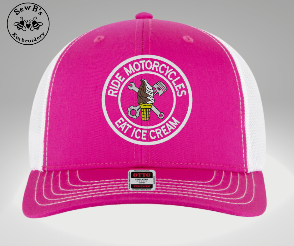 Ride Motorcycles Eat Ice Cream Hat Pink
